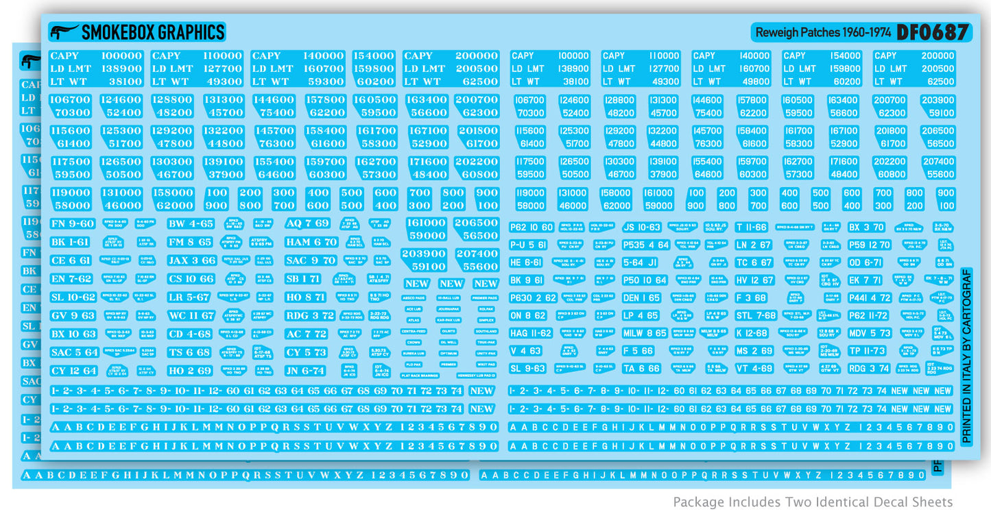 DF0687 Reweigh Patches 1960-1974