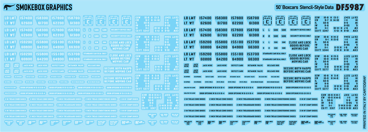 DF5987 Stencil-Style Data - 50' Boxcars
