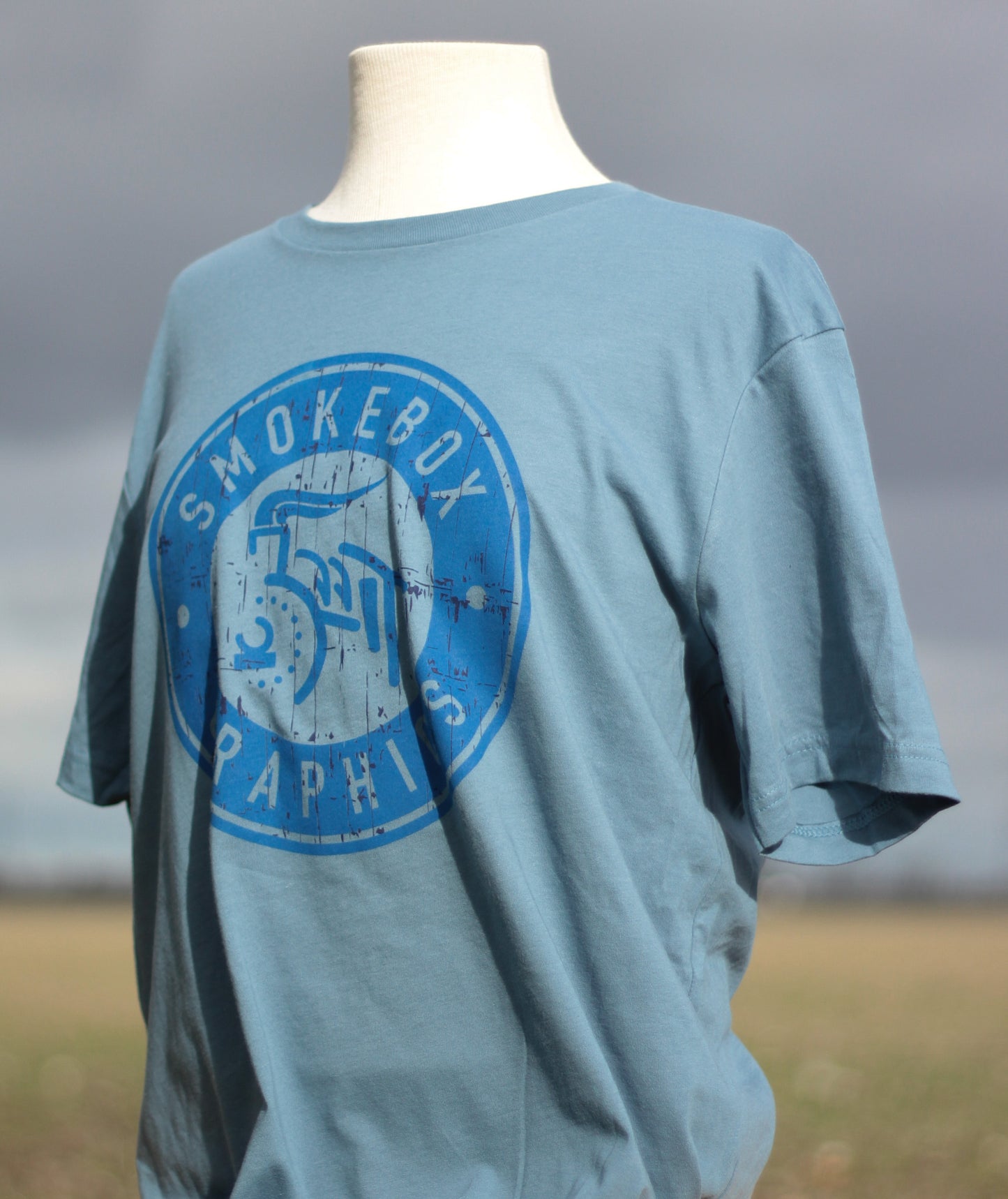Smokebox Weathered Blue Logo T-Shirt