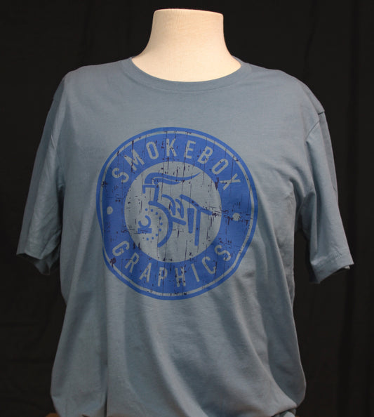 Smokebox Weathered Blue Logo T-Shirt